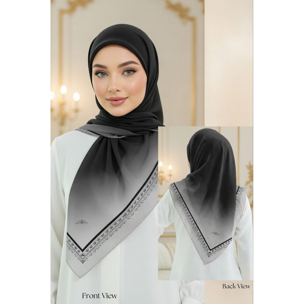 Hijab motif gradasi/Hijab voal premium sublim motif gradasi