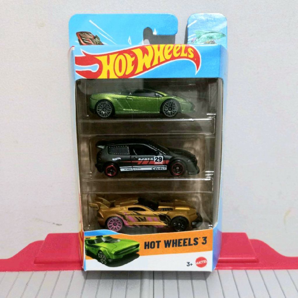 Hot Wheels 3 pack Lamborghini Gallardo Honda Civic Custom Track Ripper