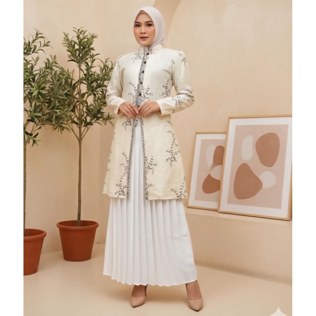 Batik Wanita Tunik Modern Cantik Model Terbaru Blouse Batik Seragam Kantor Resmi Model Motif kekinia