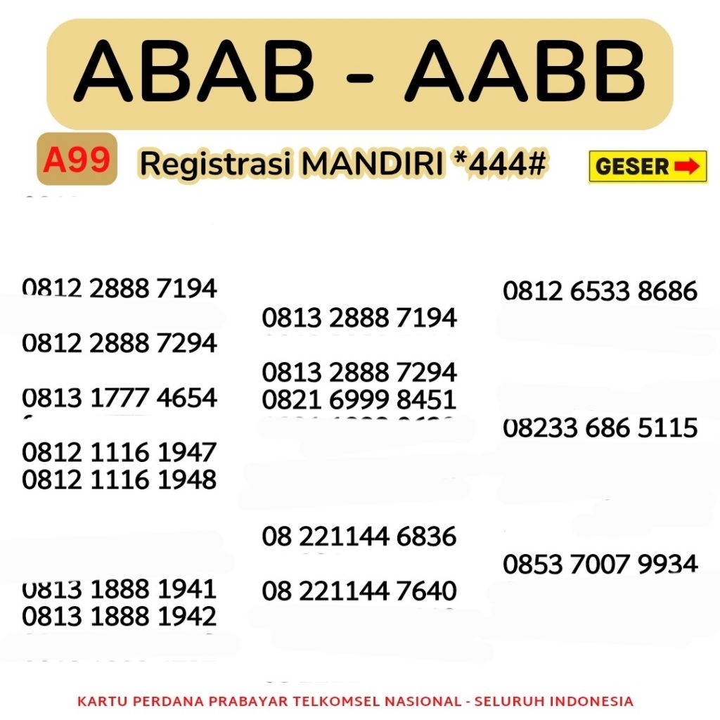 Nomor Cantik Simpati Telkomsel 4G 5G Kartu Perdana Telkomsel Simpati Nocan Simpati Nomer Cantik Telk
