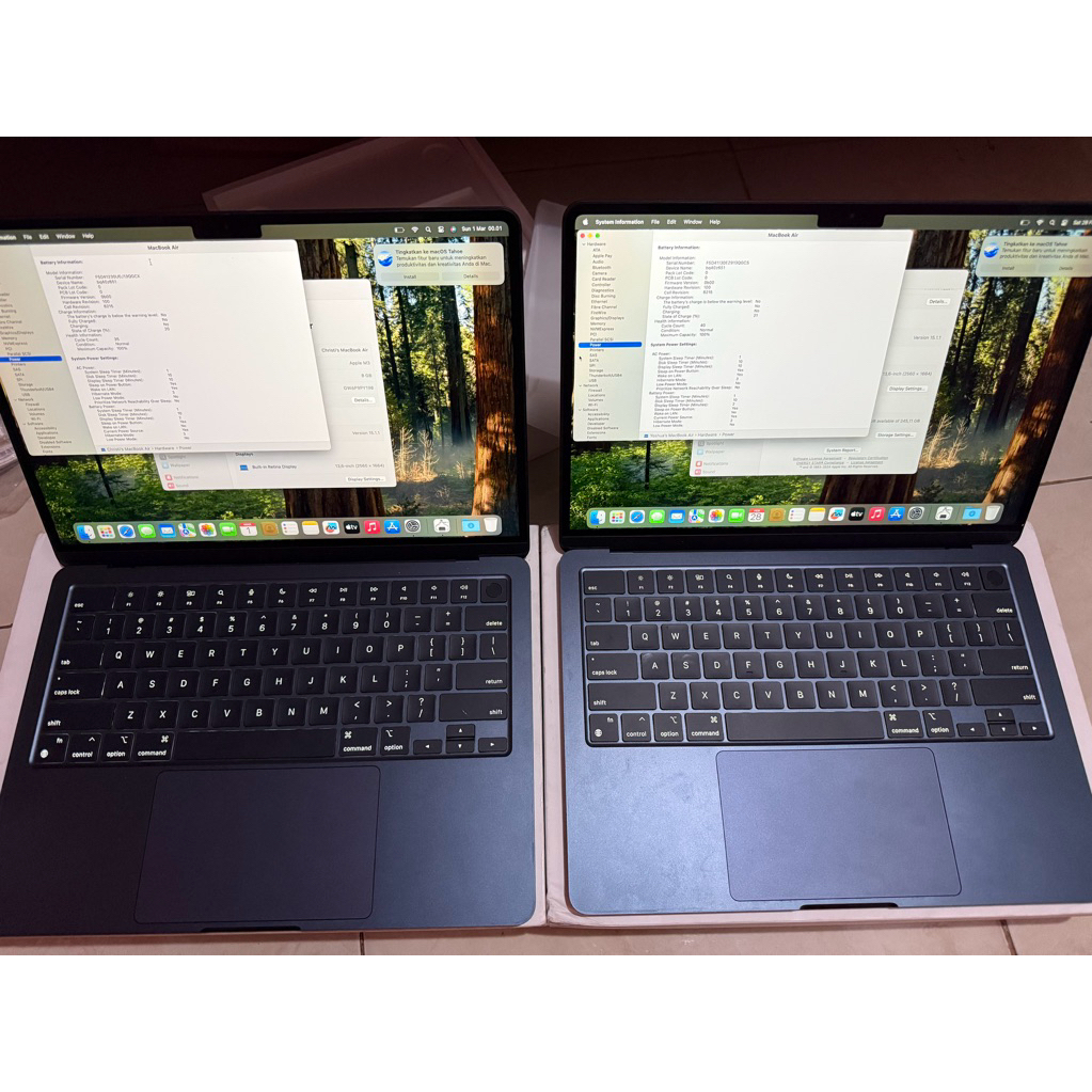 Macbook Air M3 iBox 8/256gb bh 100 13.6 inch Apple not m1 m2 m4 m5 second seken bekas