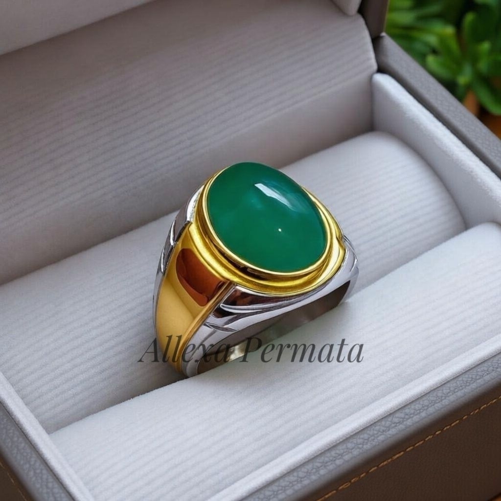 CINCIN BATU AKIK HIJAU GARUT ORIGINAL STONE