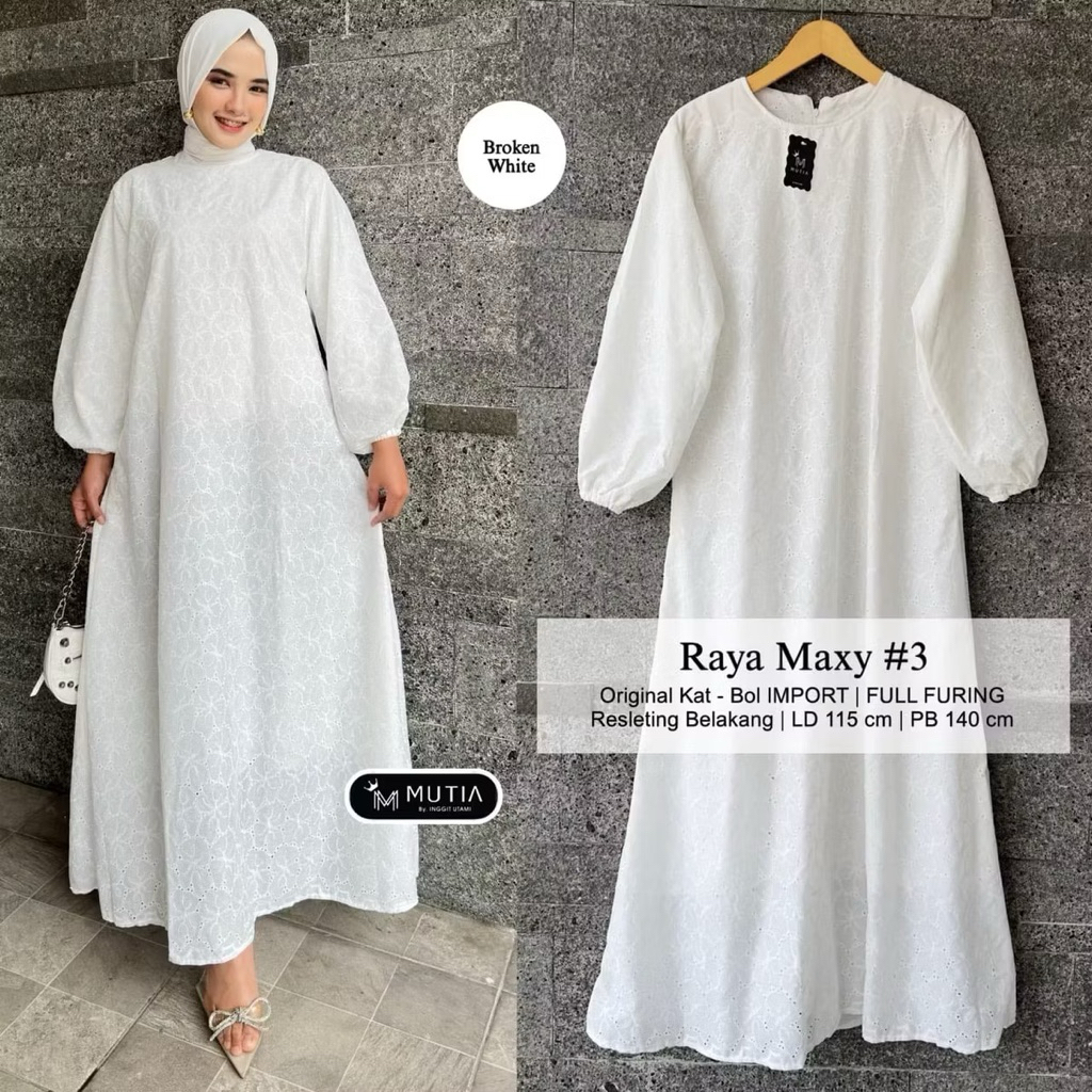 COD= NO CANCEL• Raya Umbrella #3 Dress by Mutia•  Katun Bordir Bolong Full Furing