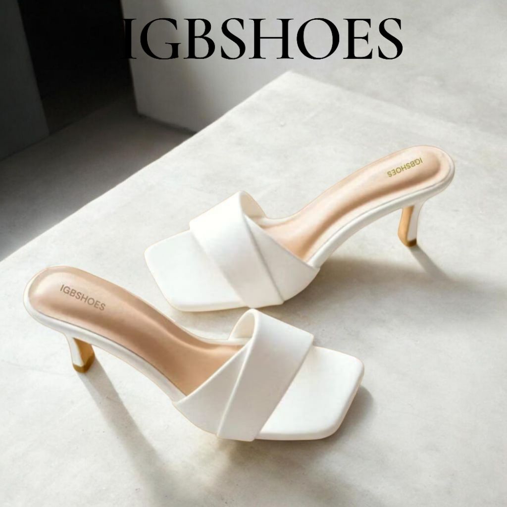 Igbshoes - Sandal Wanita Big White 5 Cm Selop Lipat , Selop Kondangan, Selop Pesta,Selop Remaja, Dew