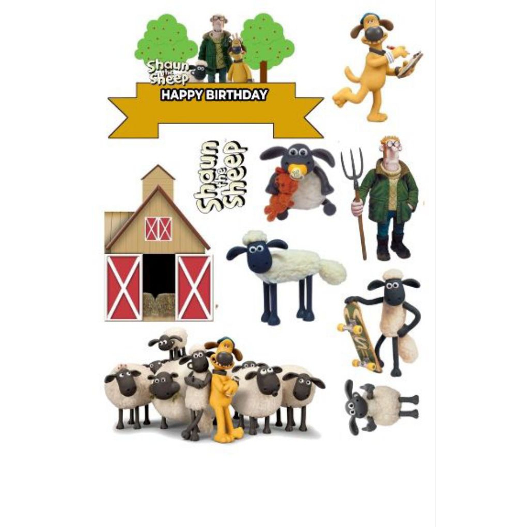 Topper Cake Tema SHAUN THE SHEEP l FREE CUSTOM NAMA l TOPPER CAKE ULTAH TEMA SHAUN THE SHEEP