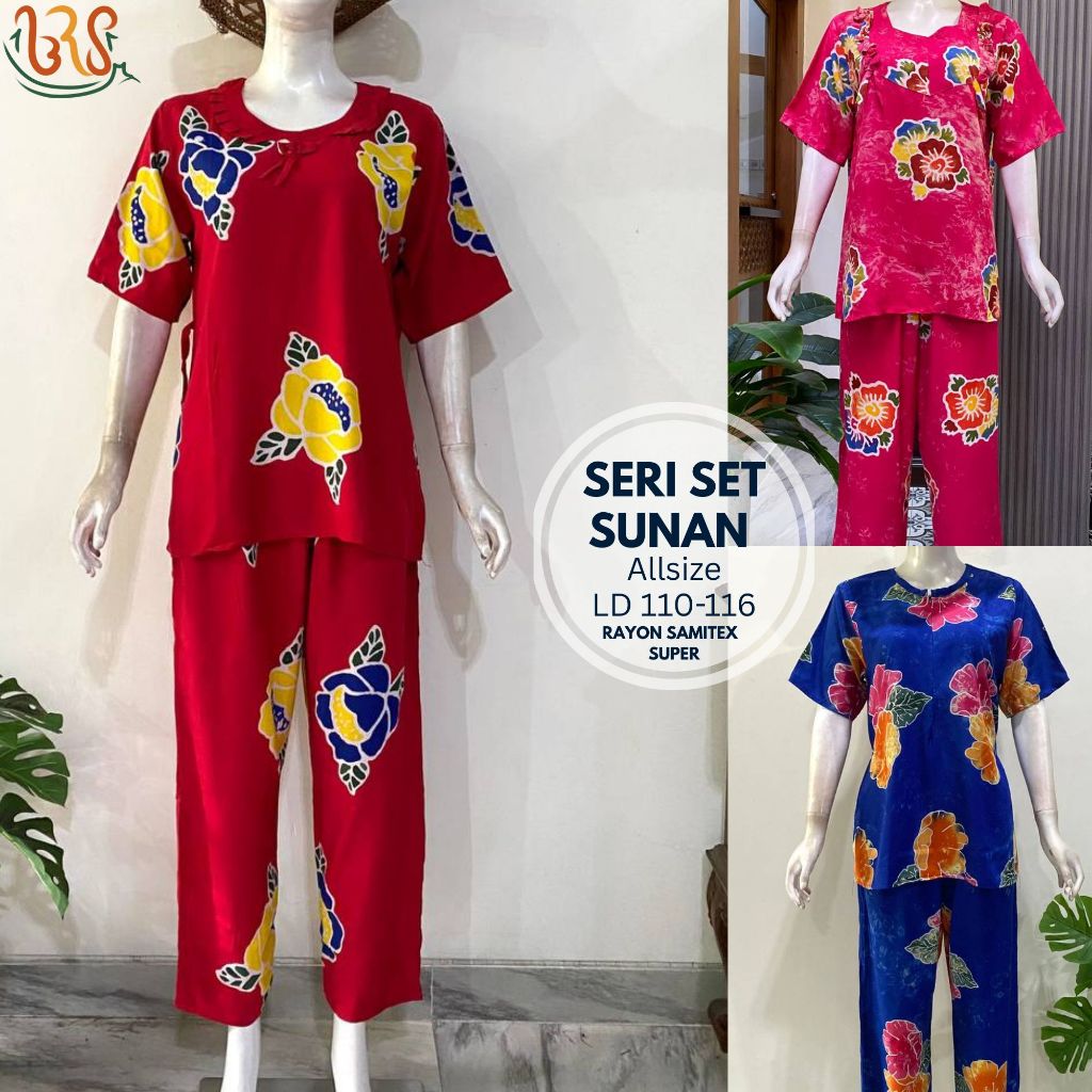 BRS - Setelan Celana Panjang LD 110-116 Batik Cap Motif Sunan Rayon Premium Pekalongan, Adem, Kekini