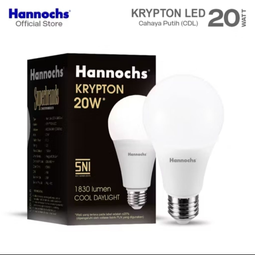 Hannochs Lampu Bolham LED Krypton A Bulb 20w cahaya putih