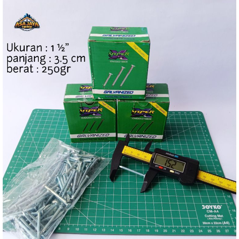 Paku Beton VIPER 1½ inch - 250gr Galvanized Concrete Nails