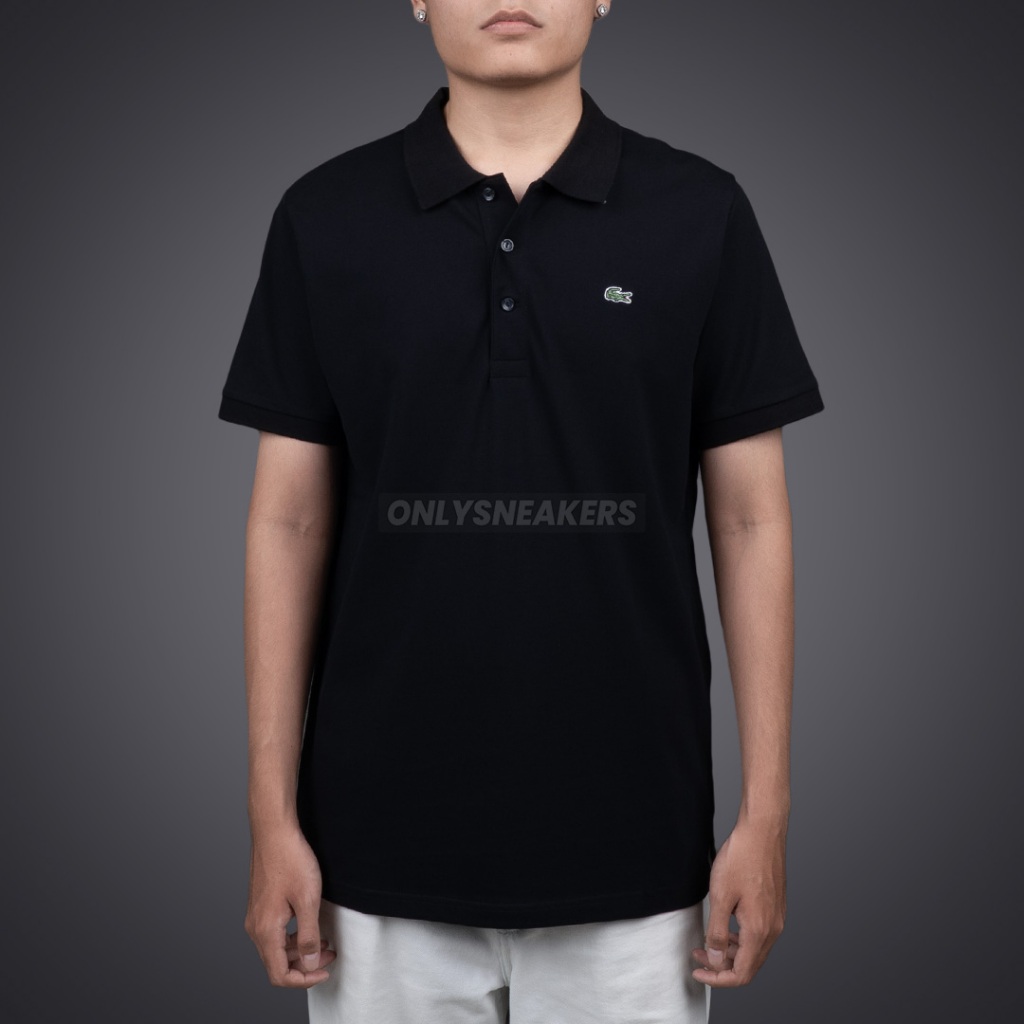 LACOSTE CLASSIC SLIM FIT COTTON PIQUE POLO SHIRT BLACK