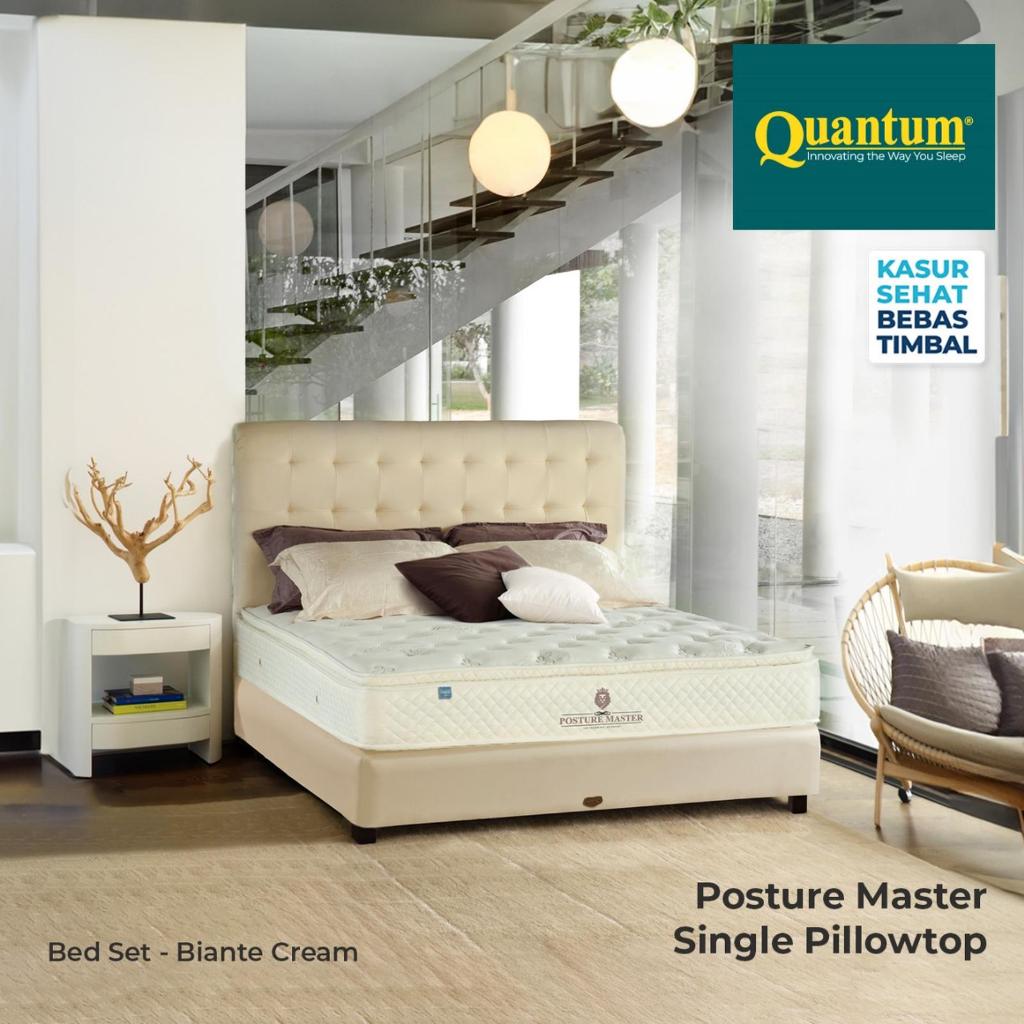 Kasur Springbed Quantum PM SINGLE PILLOWTOP (White & Black) - FULLSET