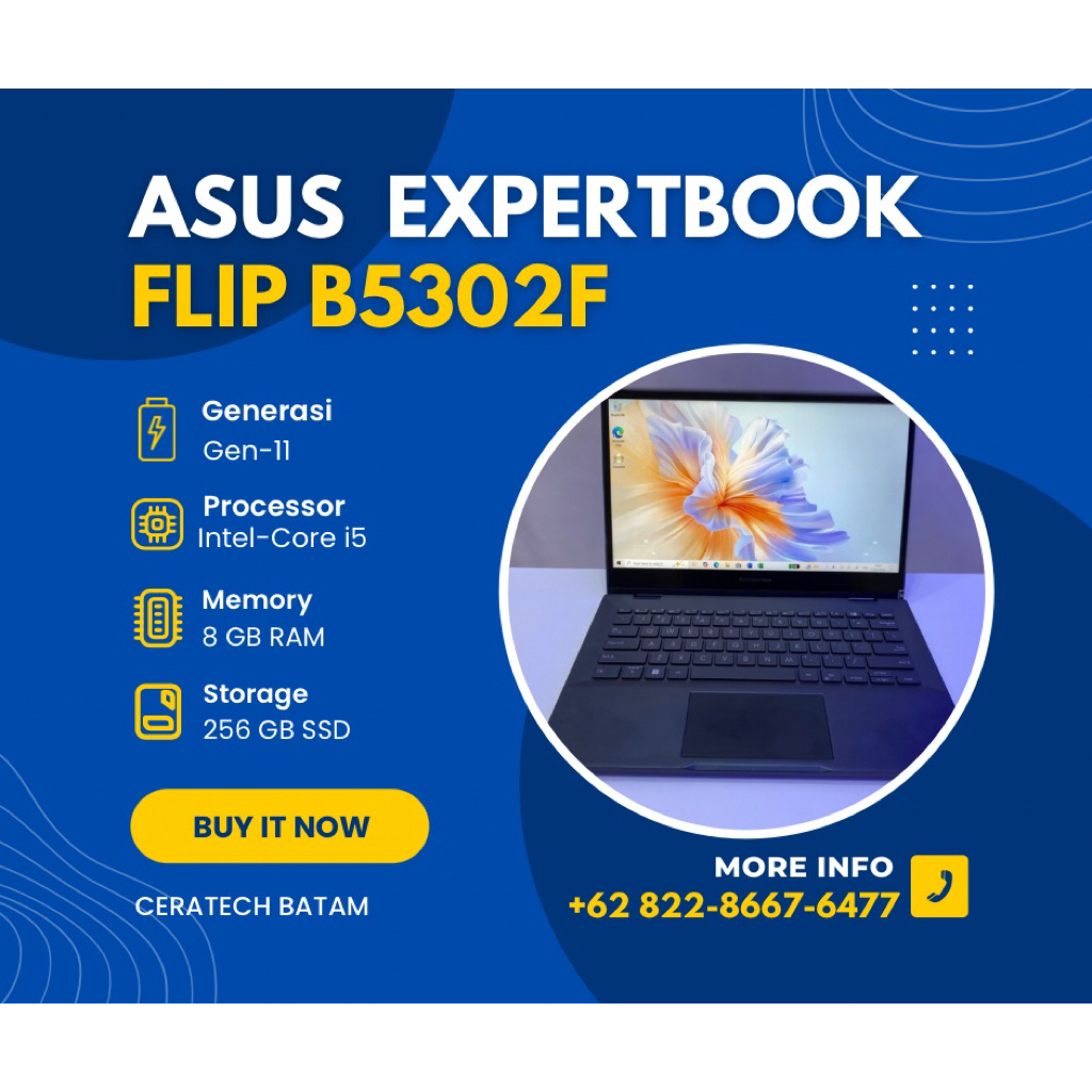 [PROMO] ASUS EXPERTBOOK FLIP B5302F Core i5 Generasi 11 RAM 8GB SSD 256GB 13" INCH FHD Touch - Lapto