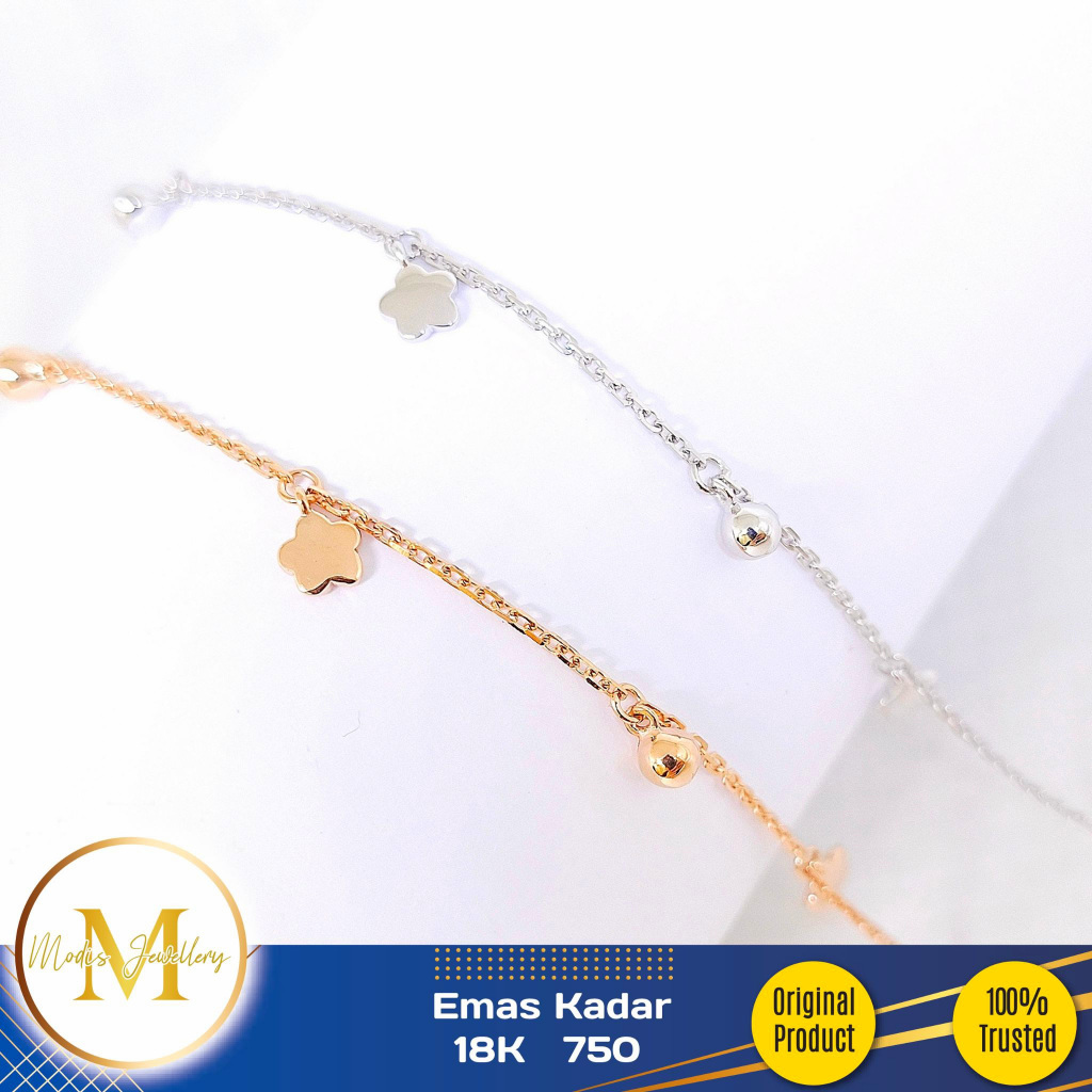 MODIS JEWELLERY - Gelang Serut Flower Rumbai Italy IT Putih Rosegold - Emas 17k 750
