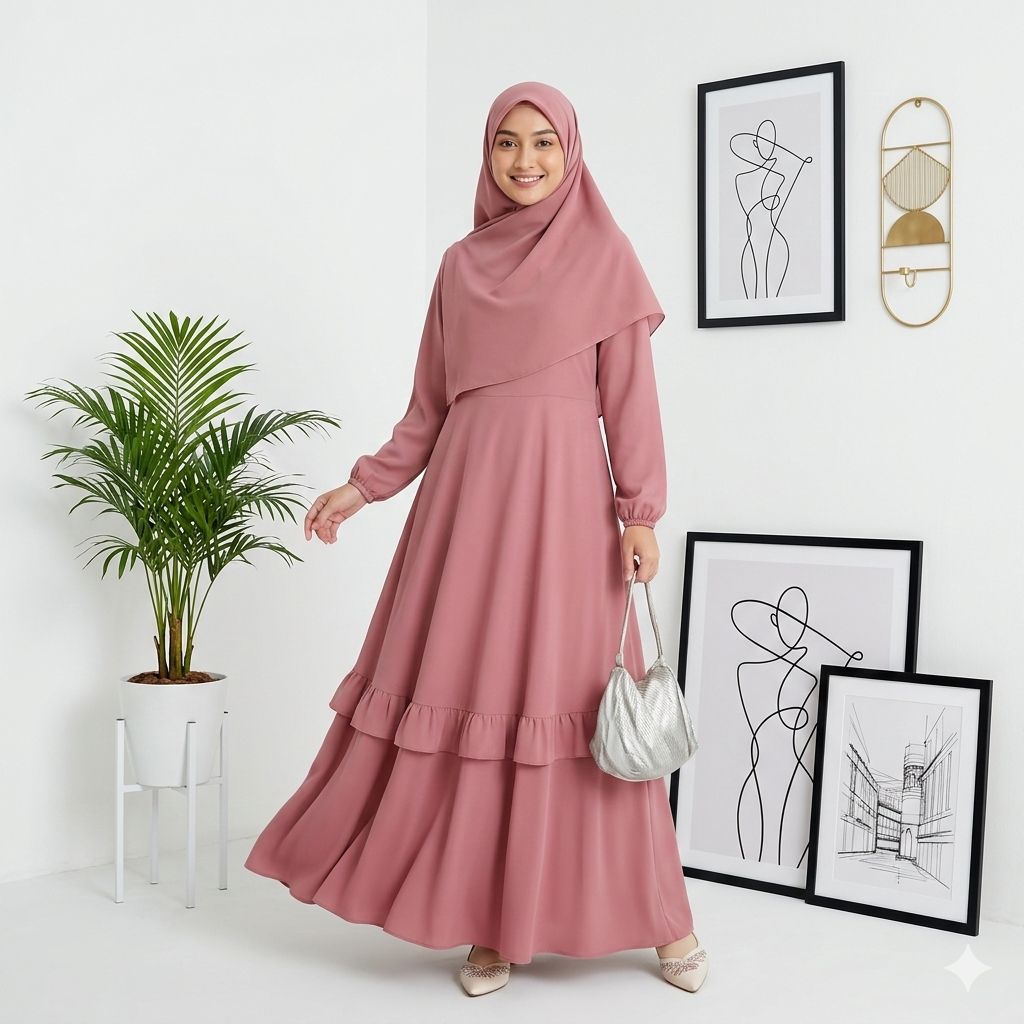 Dress Mecca Malay Look Modern, Dress kurung jumbo Remaja Dewasa. Ceruty Babydoll