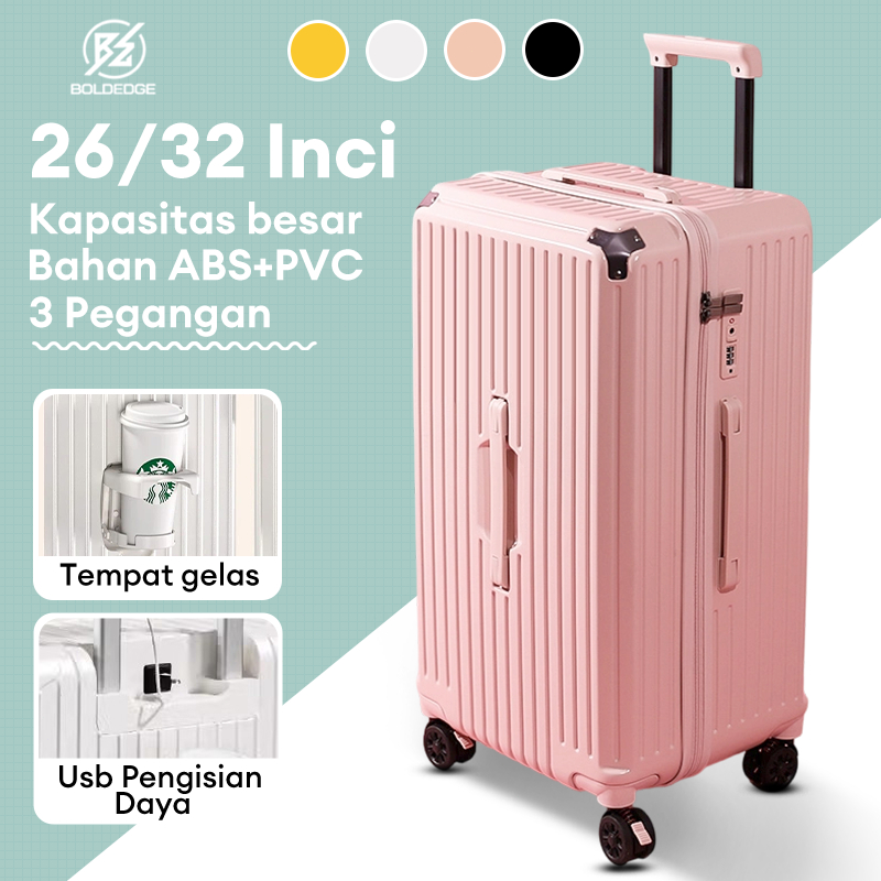 BoldEdge Koper 26/32 Inch ABS PVC Koper Kabin Bagasi Berkapasitas Besar Perjalanan Liburan Panjang