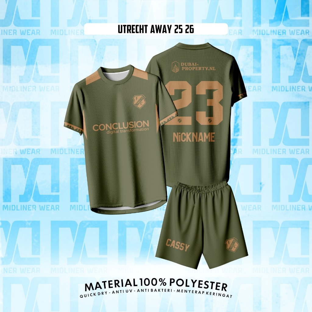 Jersey Bola Anak & Dewasa UTRECHT AWAY 25/26 Dryfit – Setelan/Atasan Lengan Pendek Panjang Gratis Cu