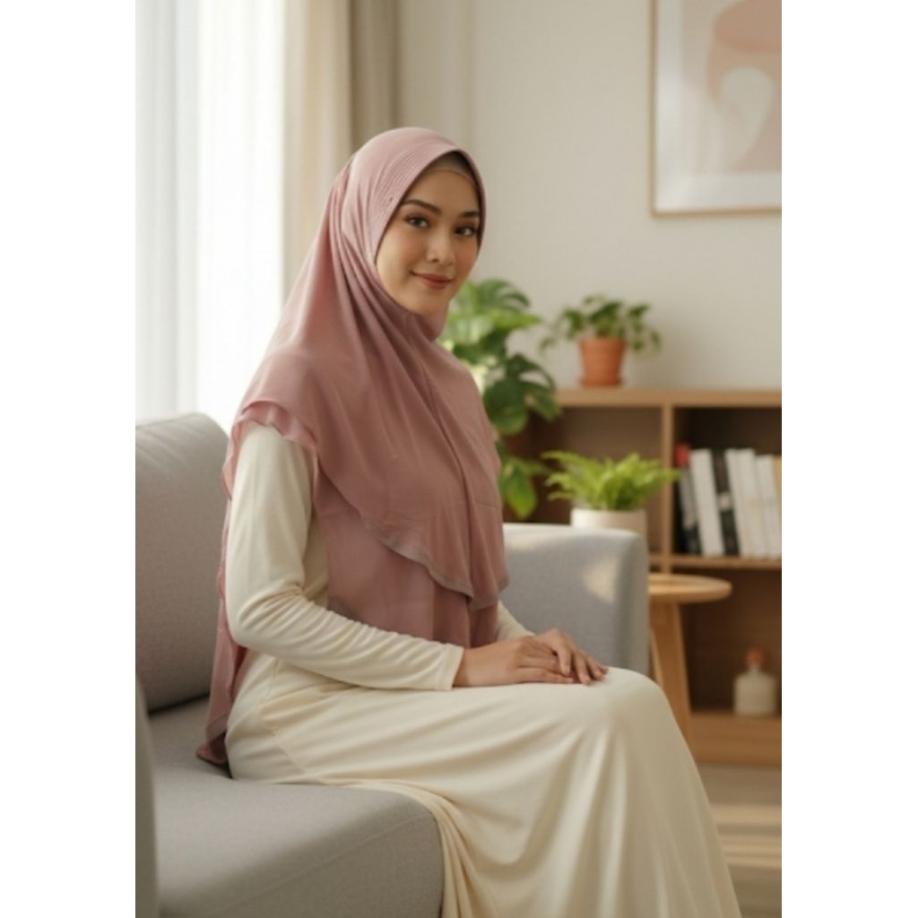 khimar ceruty 2 layer murah/jilbab ceruty
