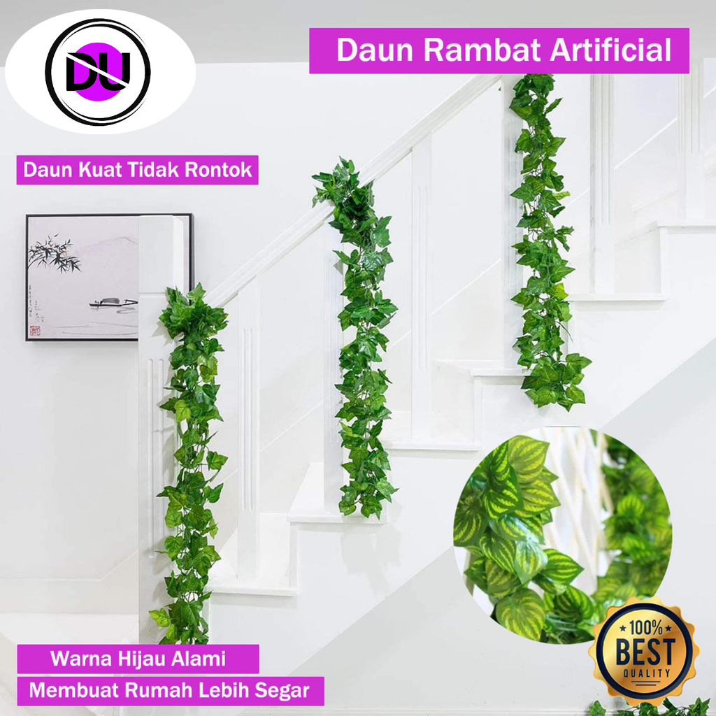 Daun Rambat Lvy Dekorasi Hiasan Ruang Tamu Teras Plastik Artificial Bunga Gantung Flowers Import Bun