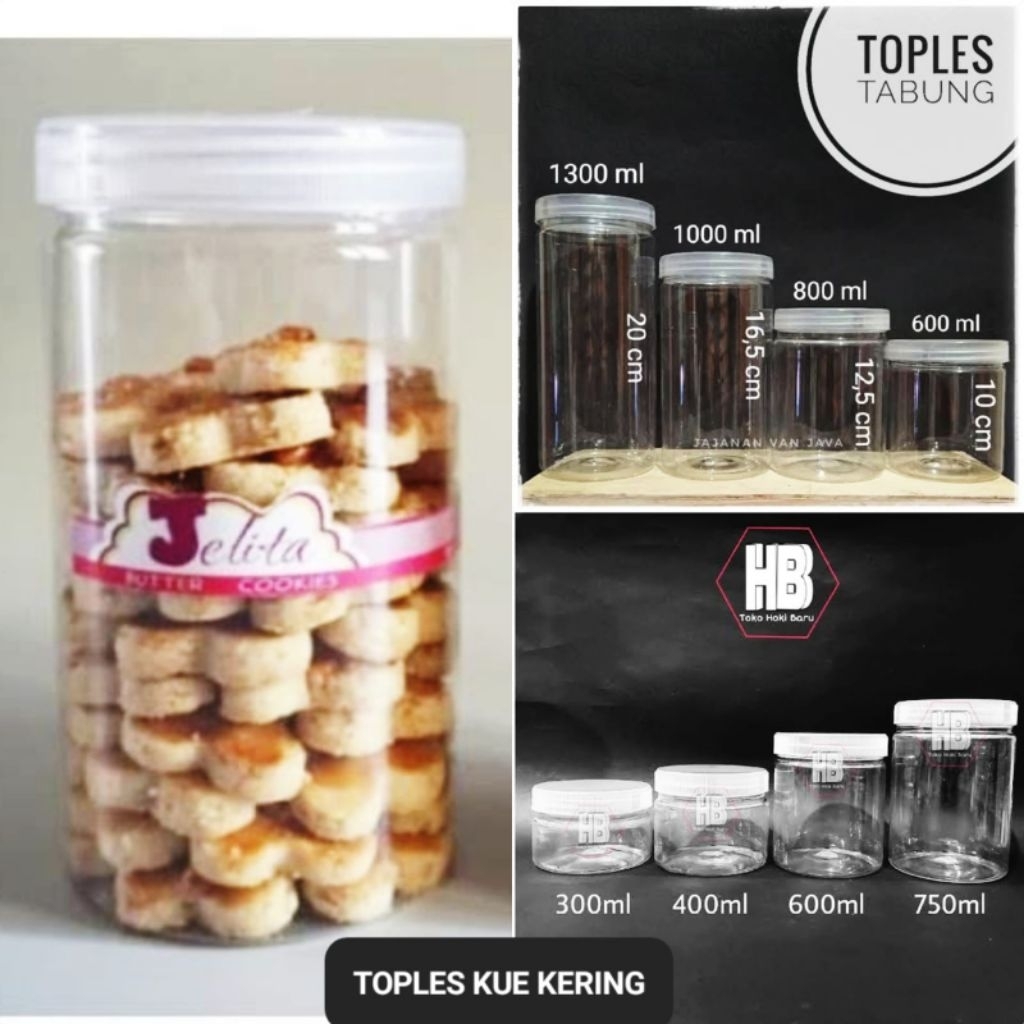 Toples Tebal Untuk Wadah Kue Kering Silinder Bening Transparan | Lodong Wadah tempat snack krupuk | 
