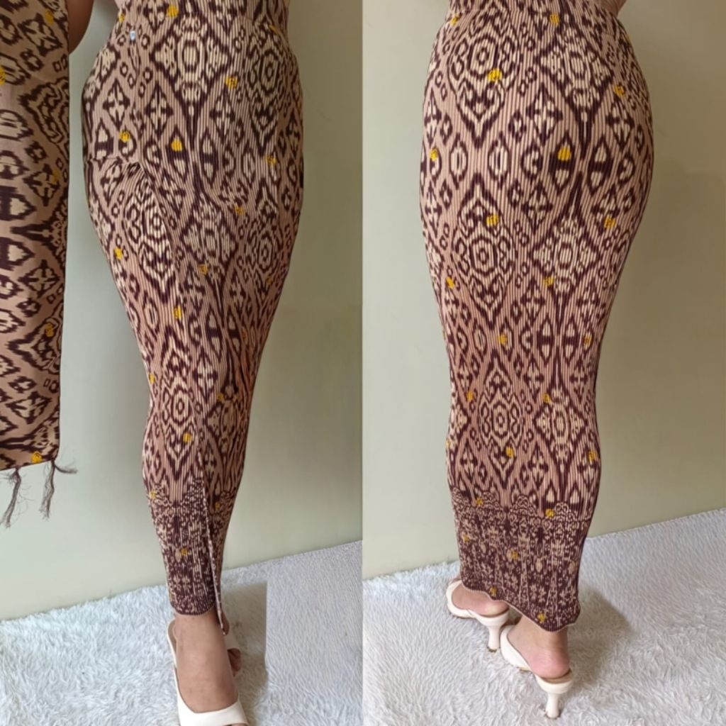 Kamen Jadi Plisket Set Selendang motif Gringsing setelan kebaya wanita Bali size L XL XXL jumbo