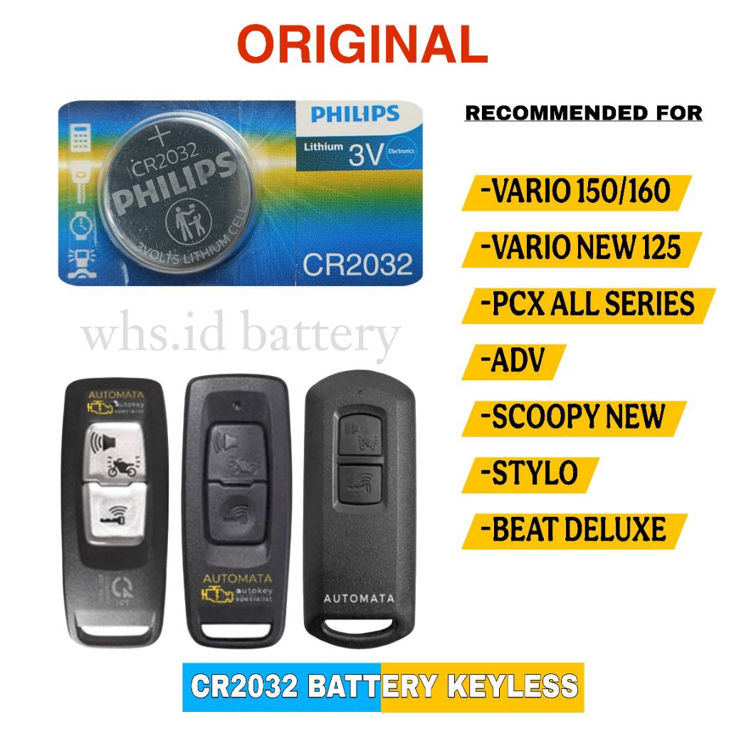 Baterai Remot KEYLESS VARIO 150/160 VARIO 125 NEW PCX ADV SCOOPY NEW STYLO BEAT DELUXE CR2032 3 Volt
