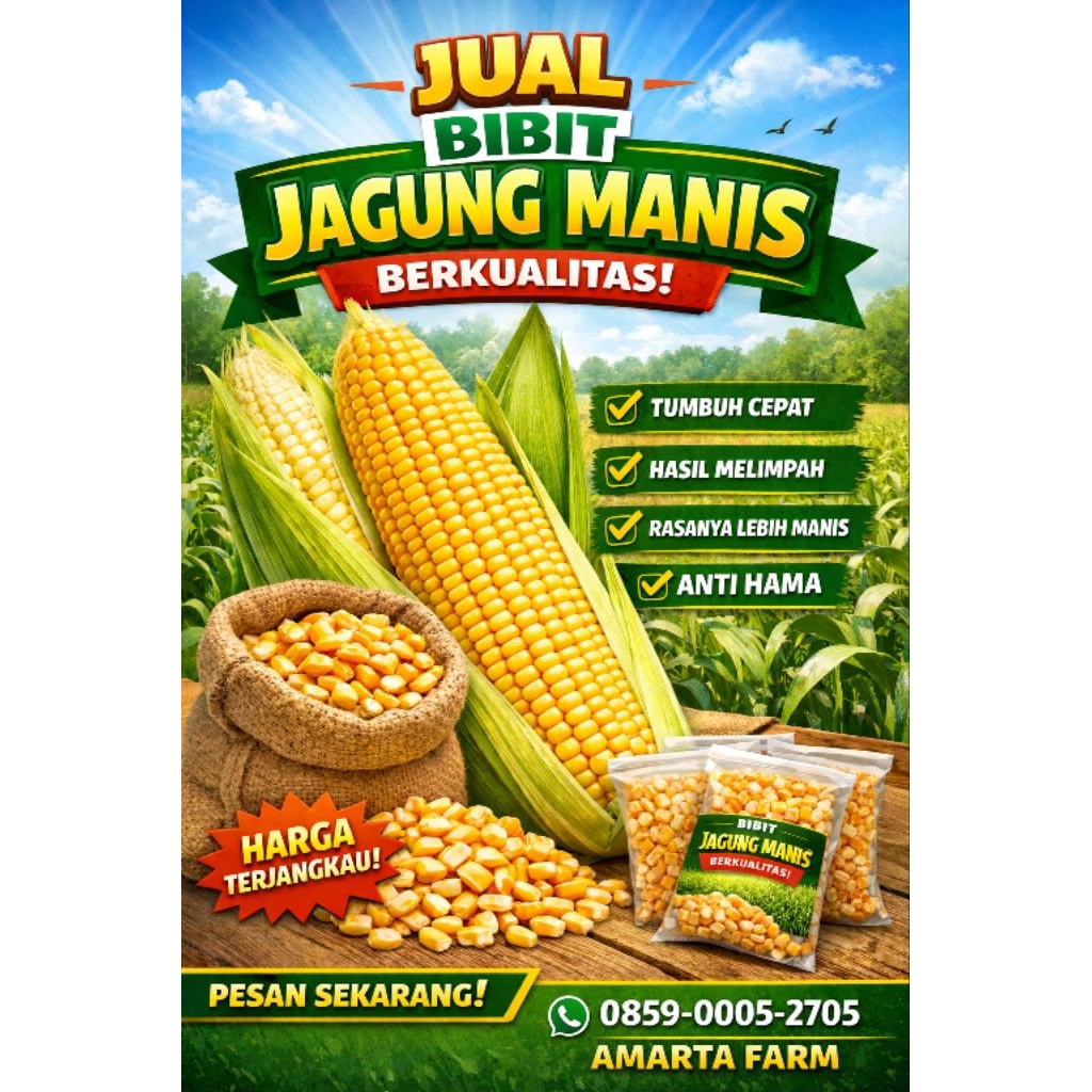 BIBIT JAGUNG MANIS UNGGUL KEMASAN REPACK 20 BIJI– TUMBUH CEPAT & HASIL MELIMPAH