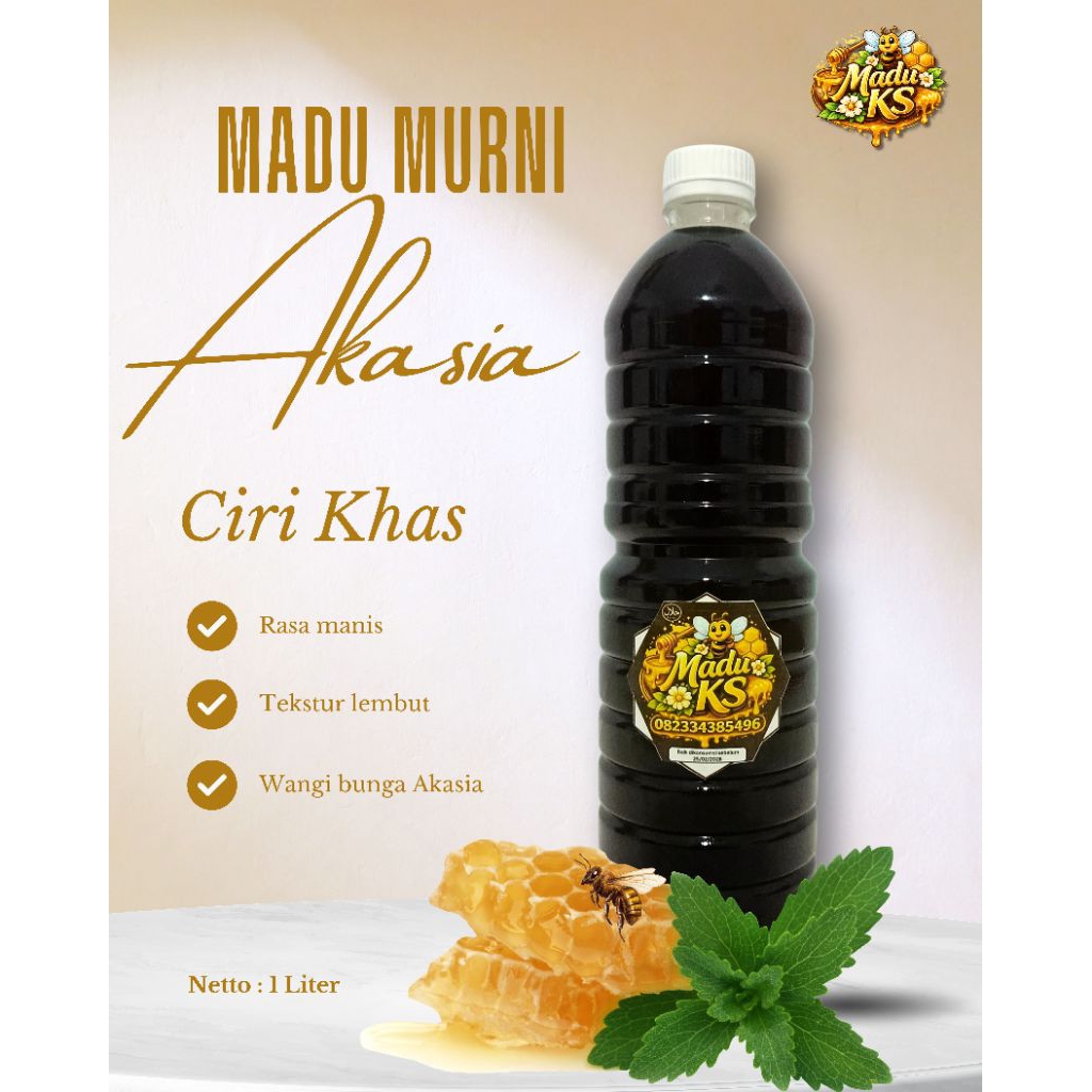 Madu KS/Madu Akasia/Madu Murni/Madu Asli/Acacia Honey 1 Liter