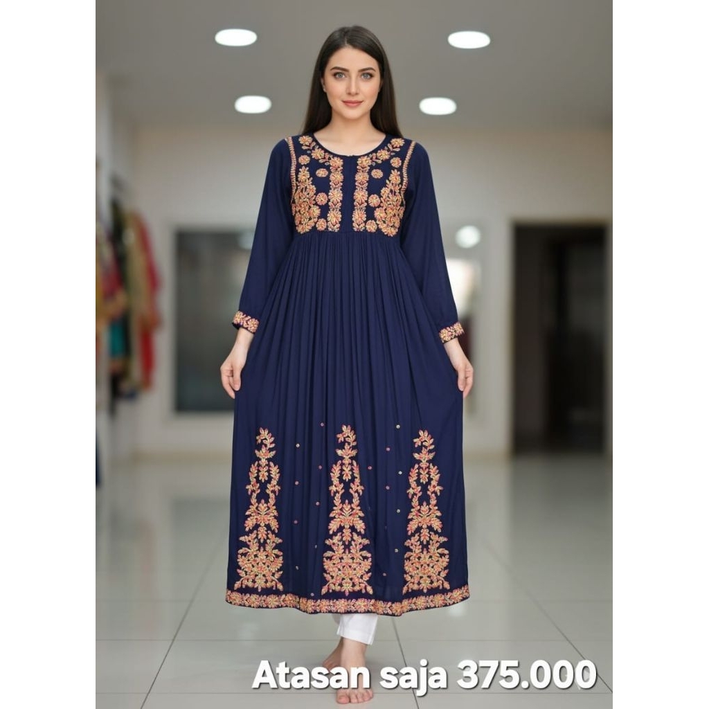 Lebaran Sale - Baju India Murah - Long Kurti - Long Kameez - Gamis Bordir India - Gamis Bordir Pakis