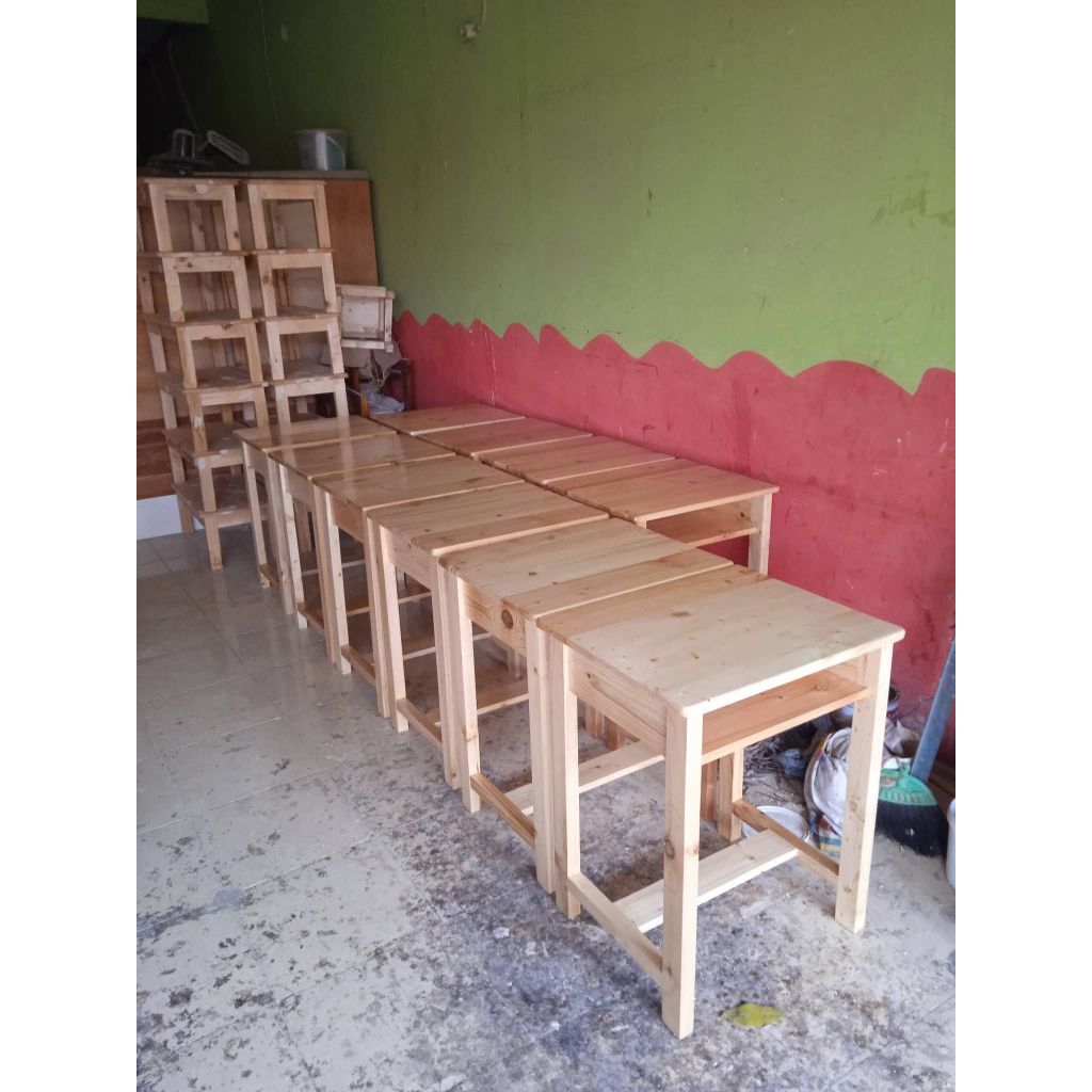 set meja kursi sekolah jati Landa