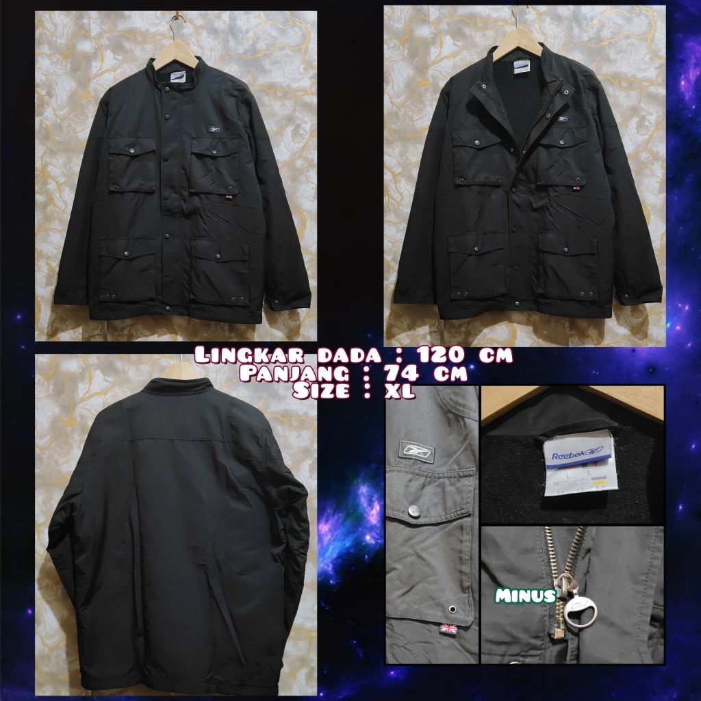 Jaket Parka Warna Hitam Merk Reebok Second Original.