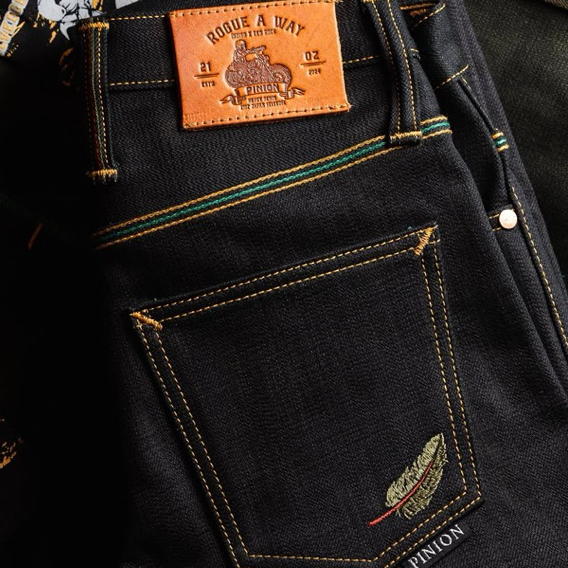 PINION DENIM - ROGUE A WAY 21oz DARK OLIVE WEFT