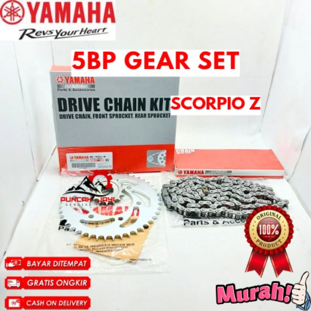 GEAR SET ORIGINAL YAMAHA KODE 5BP,  GEAR SET SCORPIO Z