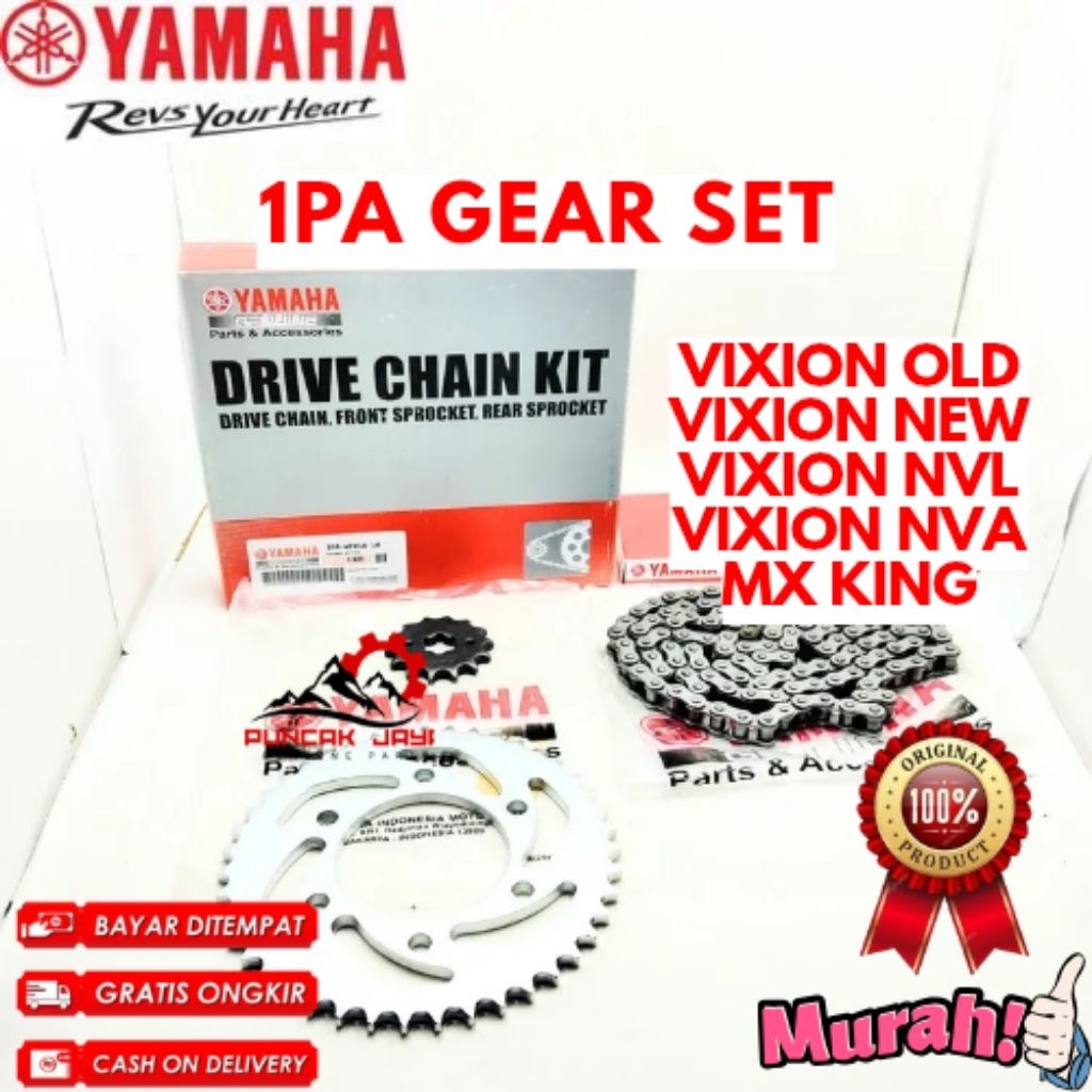 GEAR SET ORIGINAL YAMAHA KODE 1PA, GEAR SET VIXION OLD, GEAR SET VIXION NEW, GEAR SET VIXION NVL, GE