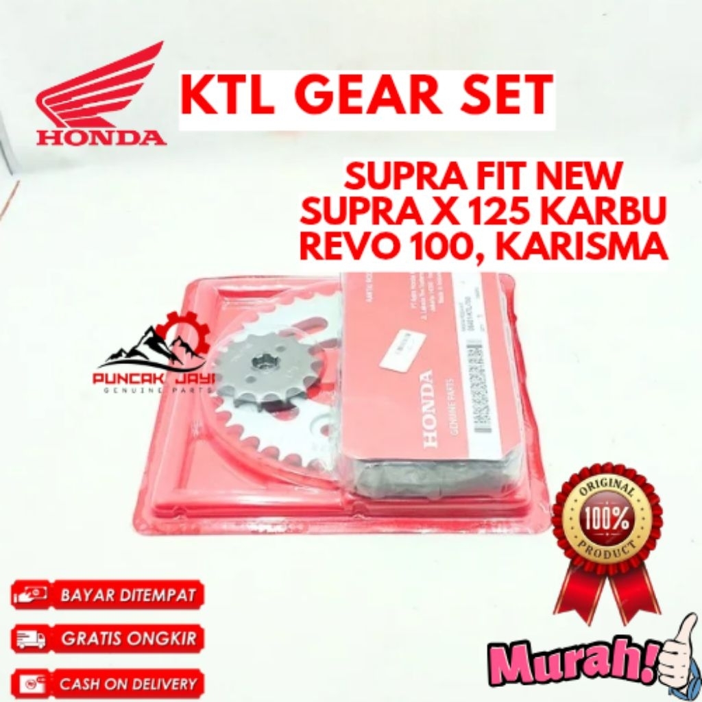 GEAR SET ORIGINAL HONDA KODE KTL, GEAR SET SUPRA 100, GEAR SET SUPRA FIT NEW, GEAR SET SUPRA X 125 K