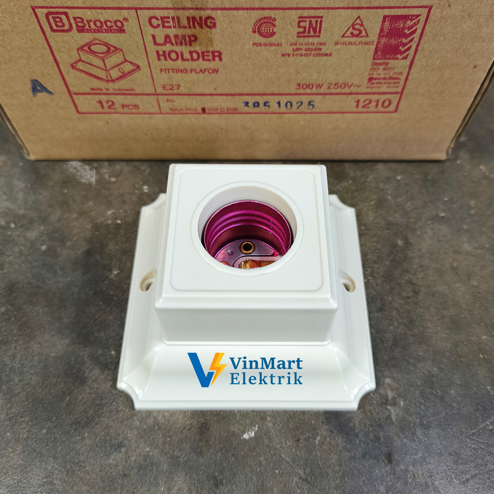 Broco Fitting Lampu Plafon Kotak Putih Cream Pitingan Lampu Hias Persegi 1210