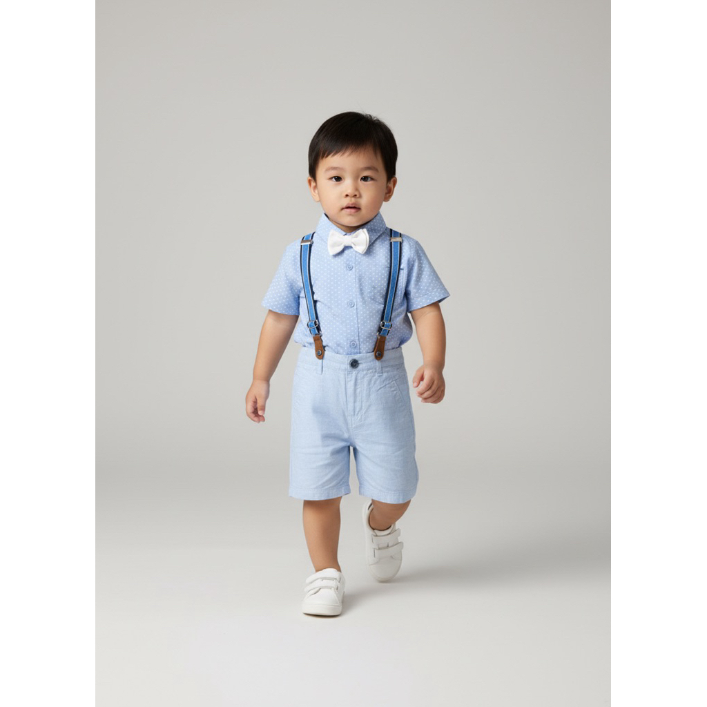 JUNIOR’S Set Kemeja Anak Suspender