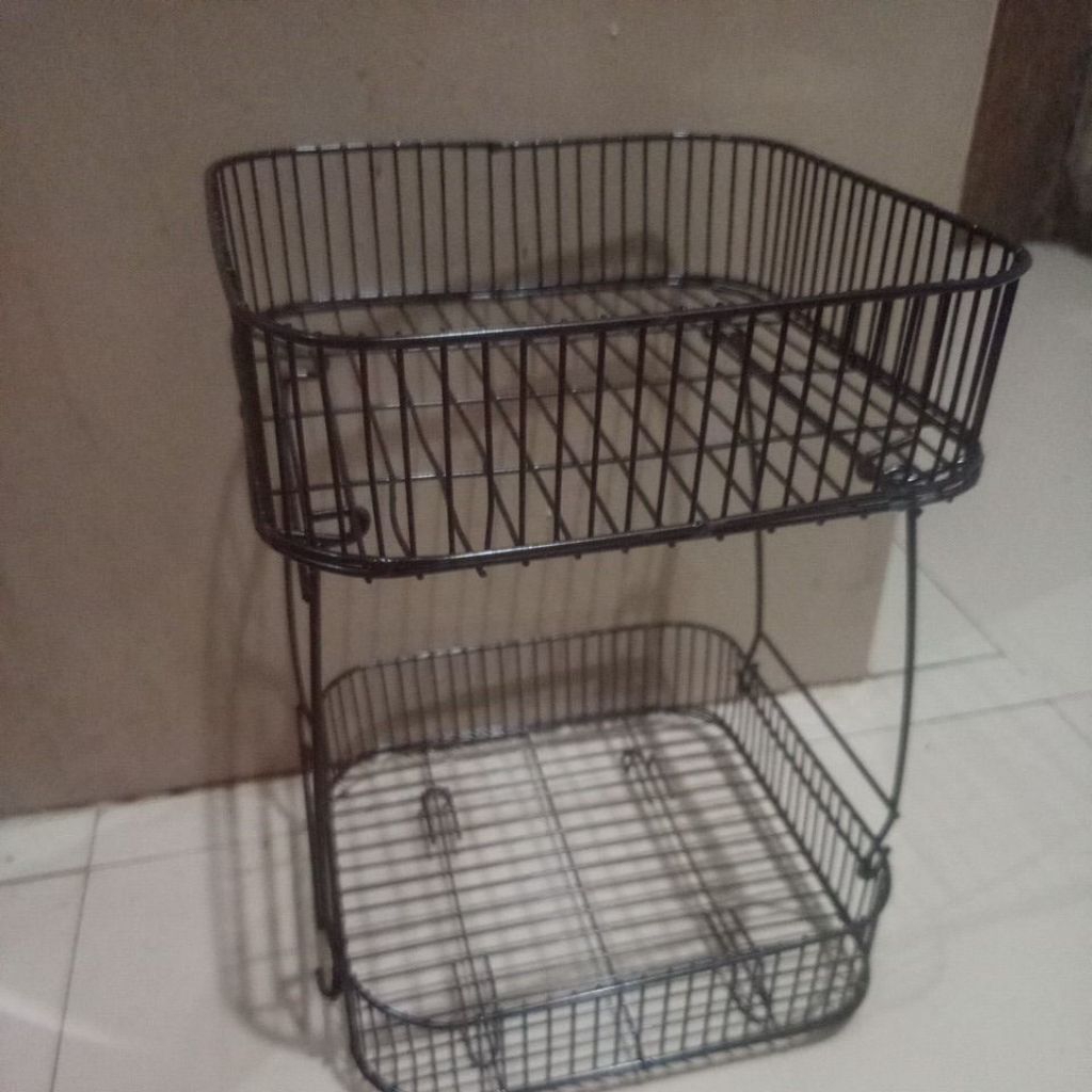 RAK BUAH 2 SUSUN FORTABLE/RAK CEMILAN/RAK BUMBU/RAK BESI MURAH/ RAK BESI AWET