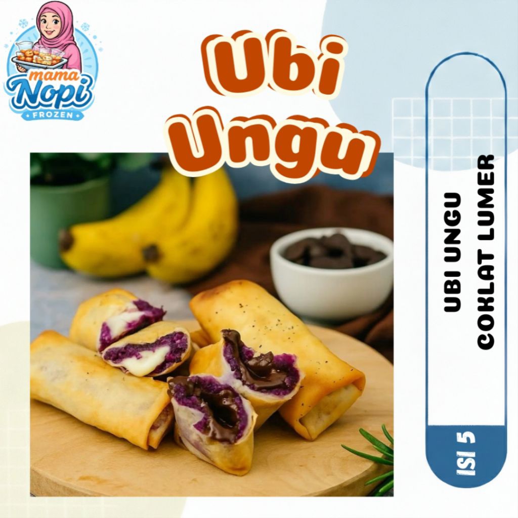 Ubi Ungu Keju Mozarella / Coklat ISI 5Pcs / Lumpia Ubi Ungu Frozen Food