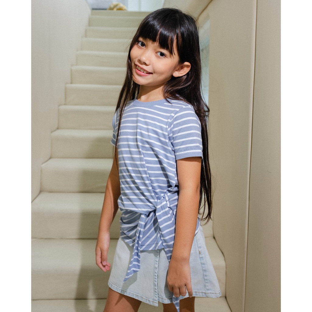 LEWIS EMMA - Knot Tee (2-14 Tahun) Baju Anak Perempuan / Atasan Lengan Pendek