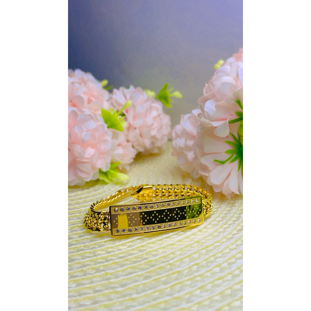 gelang plat motif emas