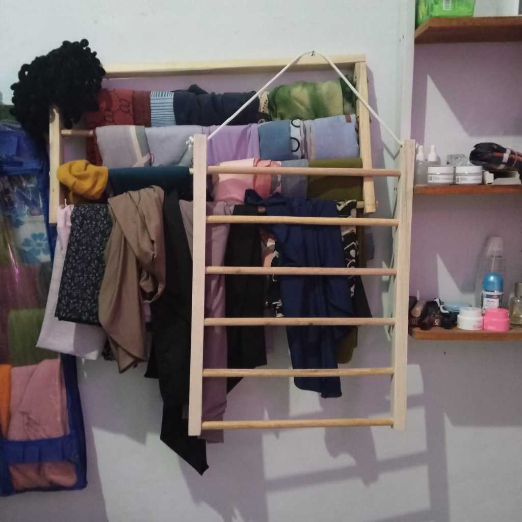 Rak hijab 6 susun gantungan display dagangan Cantolan Dinding Dirakit Sendiri