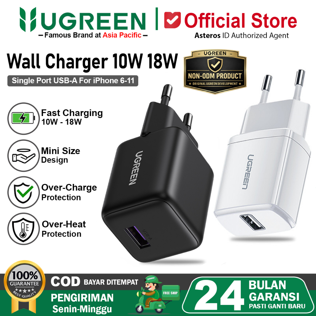 UGREEN Kepala Charger iPhone 5 6 7 8 X Xs Xr Fast Charging 10w 18w