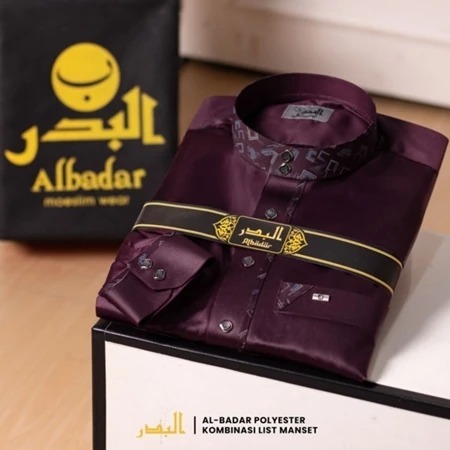 Jubah Albadar Polyester Kombinasi lengan manset Motif keren Jubah Pria Gamis Dewasa Jubah Al Badar