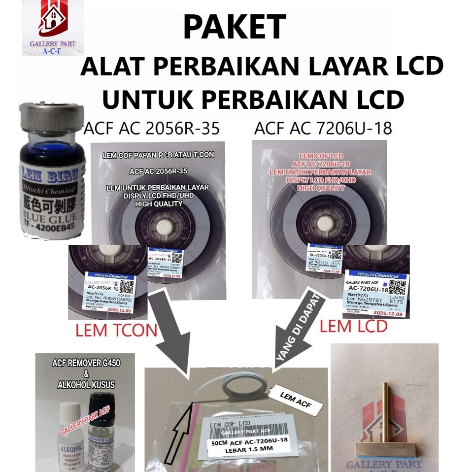 satu paket kompli - ACF 7206U 18 - AC 2056R 35 + ujung solder t 40wat dan andesive remover G-450 asl