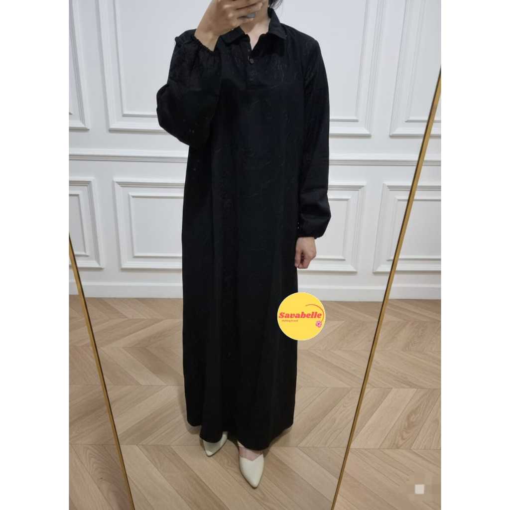 Ayla- Dress Gamis wanita kekinian katun bordir warna hitam formal dan kasual.looks mewah. Dress wani