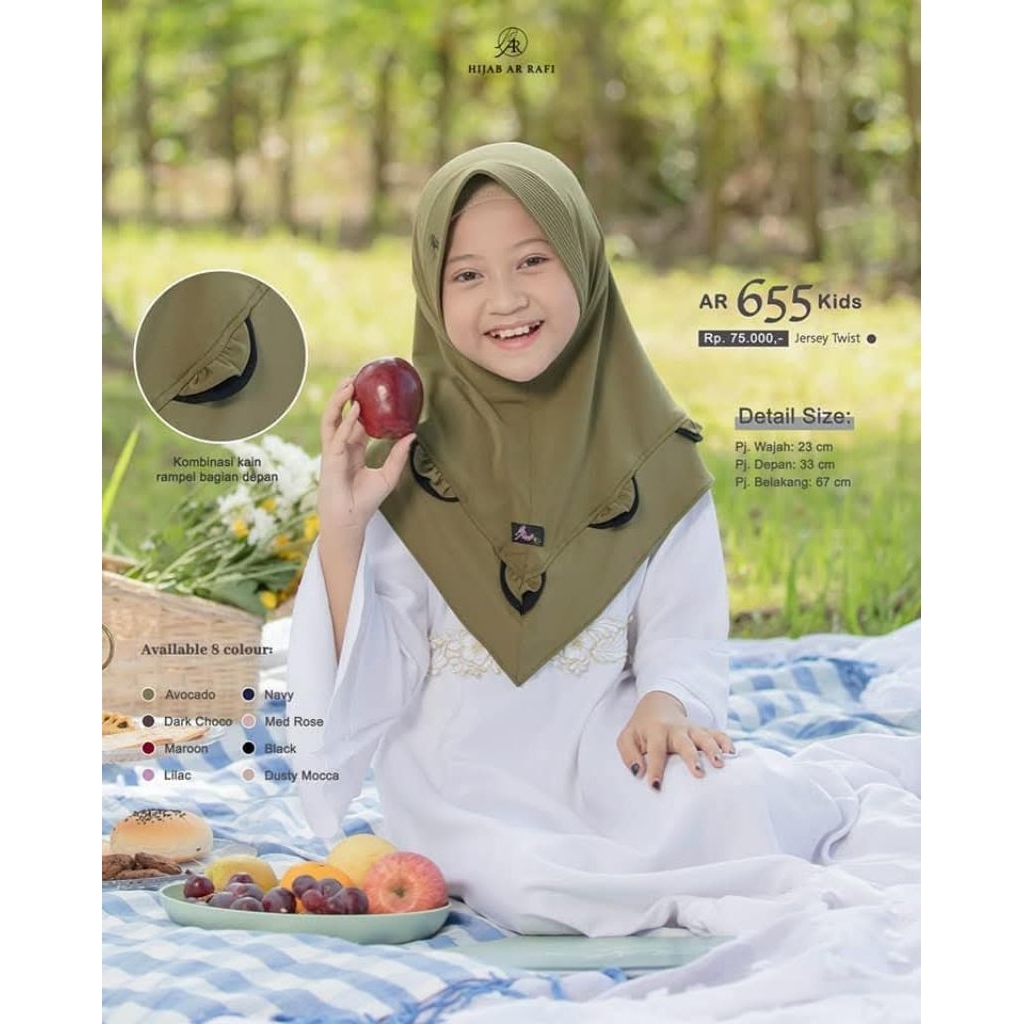 AR 655 kids hijab bergo anak terbaru by arrafi ori