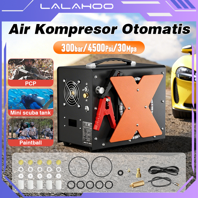 [READY STOCK]Portable Electric Air Compressor Otomatis 12v/220v 4500Psi Mini PCP Pump for Oxygen Tab