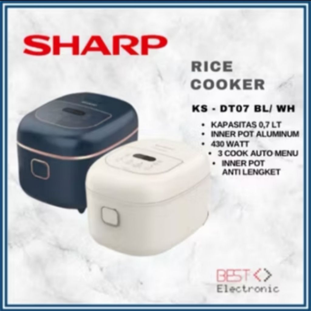 SHARP RICE COOKER / MAGIC COM KSDT07 / KS-DT07 / KS DT07 BL WH / KS - DT 07  0,7 LITER ORIGINAL / RI