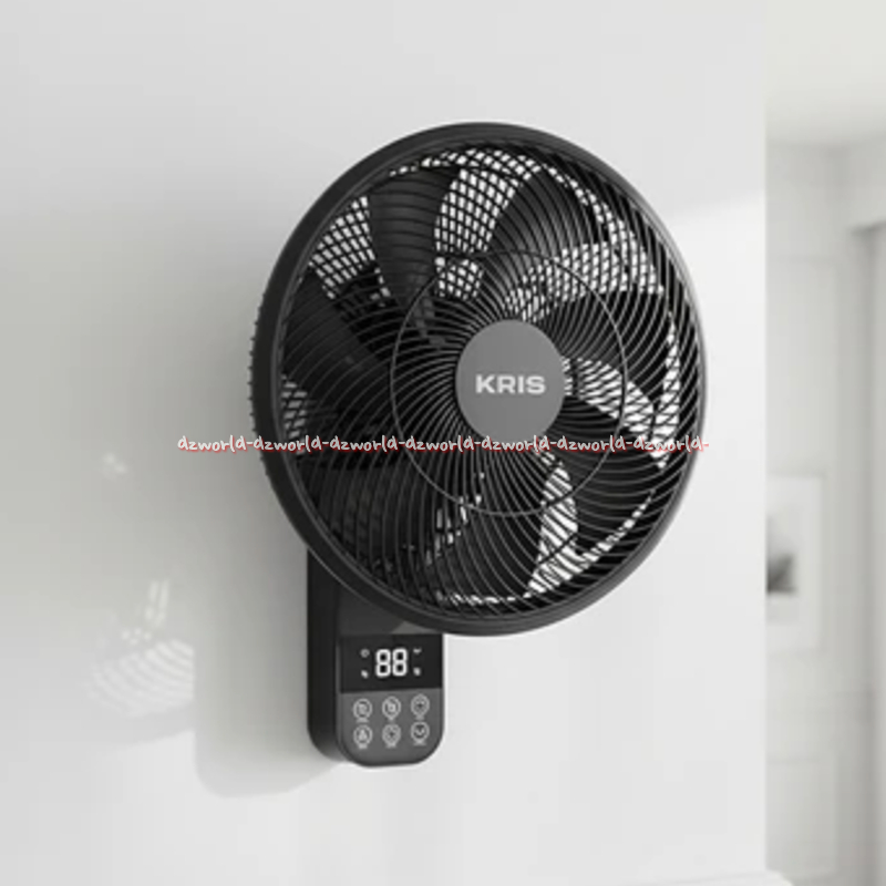 Kris 14inchi Wall Fan Black Kipas Angin Dinding Gantung Warna Hitam Minimalis Krisbow Dengan Remote 