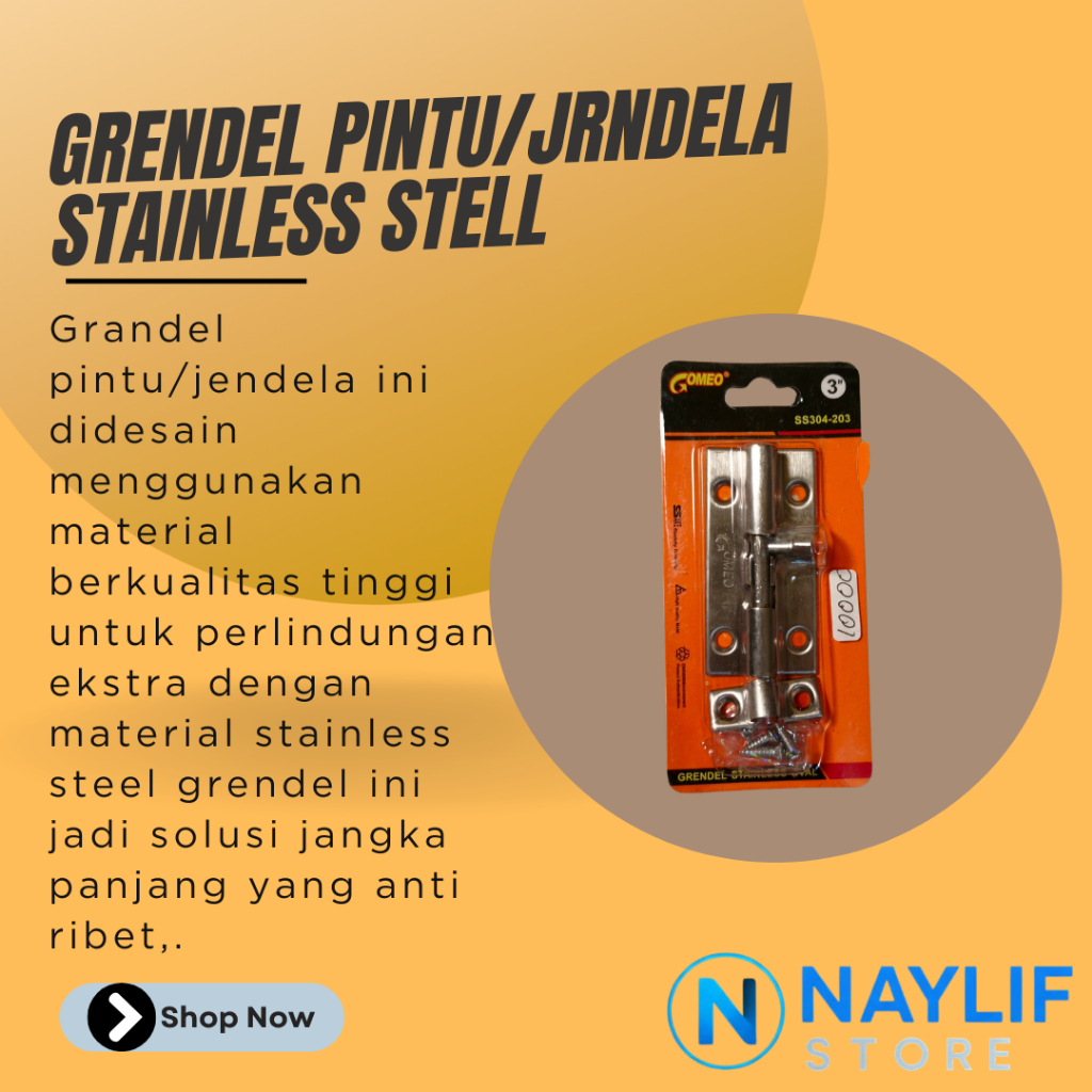 GRENDEL PINTU/JENDELA STAINLESS STEEL