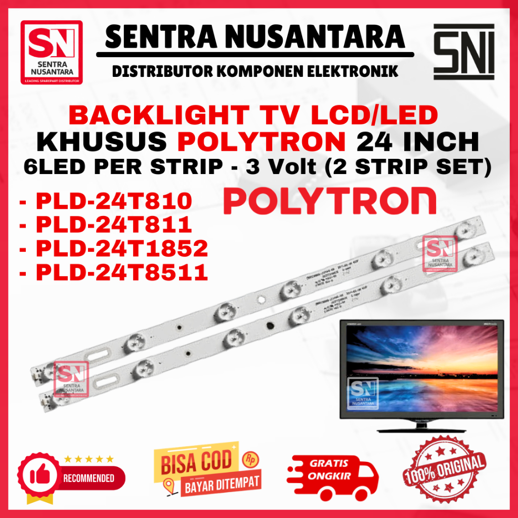 BACKLIGHT TV LED POLYTRON 24 INCH PLD24T810 PLD24T811 PLD24T1852 PLD24T8511 ORIGINAL | BACKLIGHT TV 